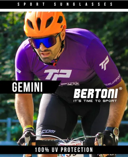 Miniatura 6 de Bertoni Deportes Ciclismo MTB Gafas De Sol Hombres Mujeres Antivaho Lente Óptica RX Portador Acc. - GEMINI NUEVO Negro mate/negro brillante - Lente