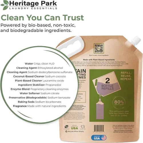 Miniatura 8 de Heritage Park - Detergente de lujo para ropa Detergente para ropa natural y enzimático probado por dermatólogos, a base de plantas, respetuoso
