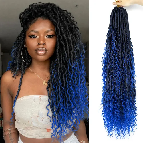 Miniatura 23 de 8 Paquetes de Rastas Falsas Bohemias de Ganchillo de 14 Pulgadas, Rastas Suaves de Ganchillo con Extremos Rizados, Pre-enrolladas, Cabello de 1B/27#