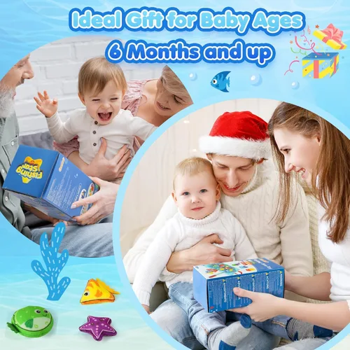 Miniatura 5 de Juguetes Montessori para niños de 1 año – Juego de pesca de tela para niños pequeños 17 en 1 con vasos apilables clasificación de colores, juguete
