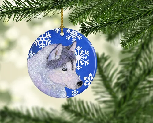 Miniatura 2 de Caroline's Treasures Siberian Husky - Adorno de cerámica para colgar en el árbol de Navidad, para el hogar, Navidad, fiestas, regalo, 3 pulgadas