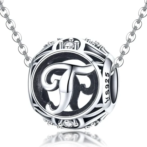 Miniatura 5 de Plata de ley 925 con piedras cúbicas, opciones completas de regalo de la A Z, cuentas de letras del alfabeto para pulseras europeas Pandora