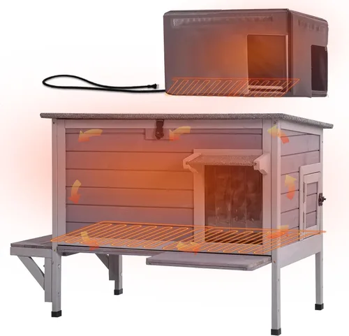 Miniatura 10 de GUTINNEEN Casa climatizada para gatos al aire libre para exteriores, resistente a la intemperie, aislada, refugio para gatos para invierno