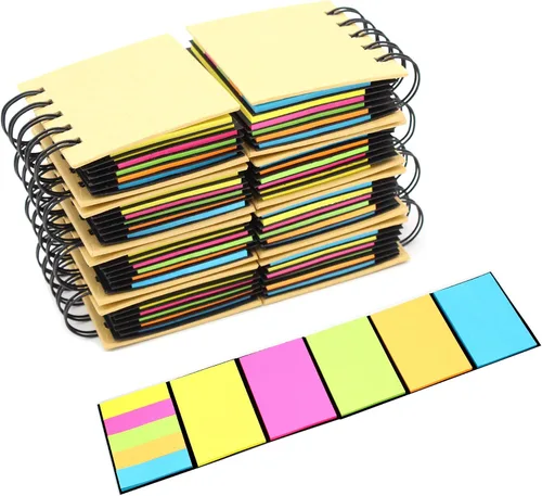 8 paquetes de notas adhesivas combinadas portátiles, notas autoadhesivas en espiral, 3.3 x 3.2 x 0.9 pulgadas, 250 hojas/paquete