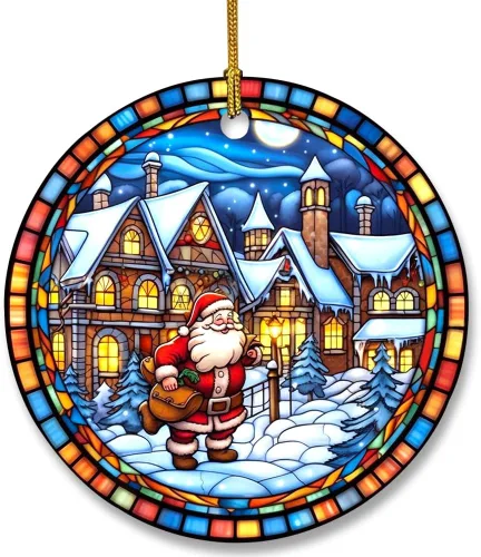 Miniatura 17 de Adorno de cerámica divertido - Papá Noel travieso y ciervo "Deseo que no te traiga nada más que una feliz Navidad" - Adornos para el hogar, adorno