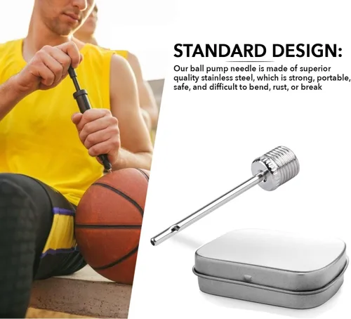Miniatura 4 de TurnOnSport Aguja de bomba de baloncesto – Paquete de 12 agujas de inflado para pelotas – Aguja de bomba de inflado para pelotas – Adaptador