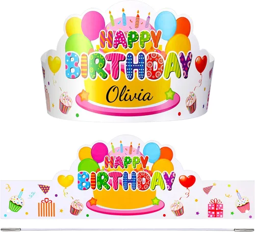 Miniatura 10 de Yunsailing 36 piezas de coronas de feliz cumpleaños para niños, coronas de papel para fiesta de cumpleaños para regalos de aula, coronas para fiesta