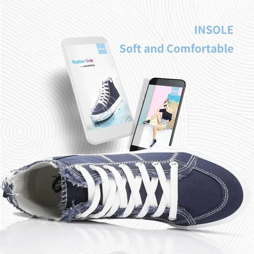 Miniatura 65 de Obtaom Zapatos de lona de alta calidad para mujer/hombre para jugar a media pantorrilla, zapatillas de deporte de moda casuales con cordones de alta