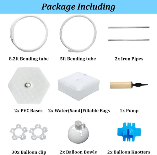 Miniatura 2 de Kit de arco de globos de 8.2 pies y 5 pies ajustable, soporte de arco de medio globo, forma de flexión, marco de arco de globo con base rellenable