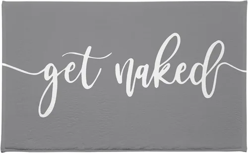 Miniatura 16 de Get Naked - Tapete de baño para baño, fuente blanca, con citas divertidas, color negro, tapete de baño de espuma viscoelástica suave, tapete