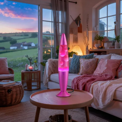 Miniatura 4 de JAMBO Hermosa Lámpara de 16 pulgadas - Rosa con Cera Blanca/Rosa, Luz Líquida Relajante, Luz Nocturna, Decoración del Hogar Sala de Estar Oficina