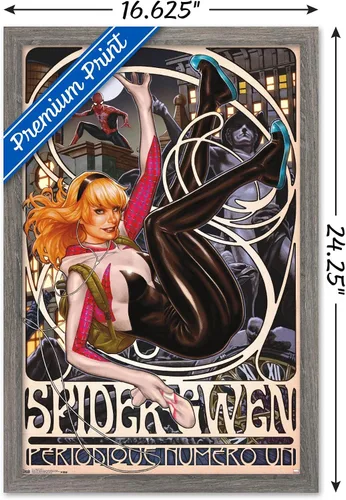 Miniatura 3 de Trends International Marvel Comics - Póster de pared de Spider-Gwen - Cover #1, 14.725 x 22.375 pulgadas, versión enmarcada de madera de granero