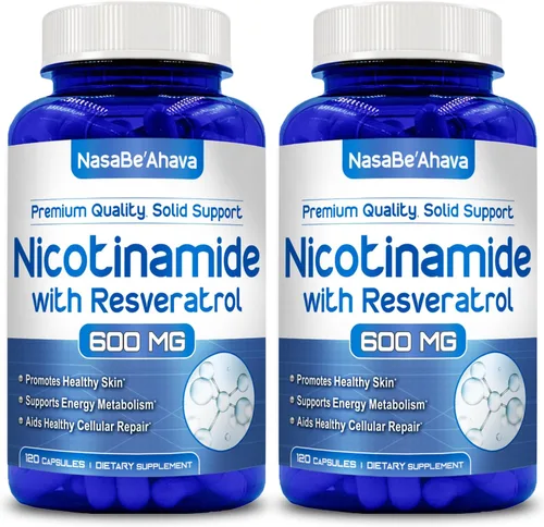 Miniatura 9 de Resveratrol con vitamina B3 Nicotinamida 500mg Precursor NAD+ y complejo de longevidad con forma de nicotinamida de vitamina B3 Niacina sin