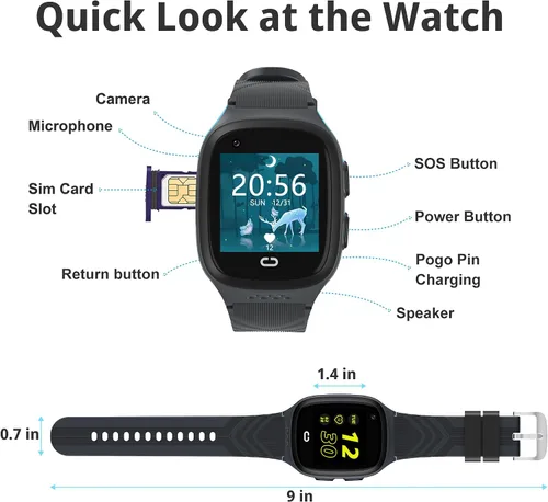 Miniatura 7 de Tixpc Reloj inteligente 4G para niños con rastreador GPS, ubicación, videollamada, teléfono celular, llamadas SOS, chat de voz, pantalla táctil