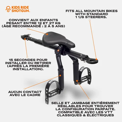 Miniatura 2 de Kids Ride Shotgun - Asientos de bicicleta para niños - Montaje frontal, para niños de 2 a 5 años, se adapta a la mayoría de bicicletas de montaña