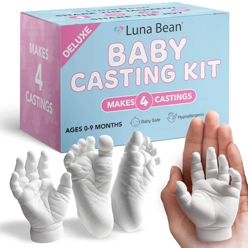 Miniatura 8 de Luna Bean Kit de fundición de huellas y moldes de mano para bebés (paquete de 2) regalos para la primera vez para mamá recién nacida, recuerdo