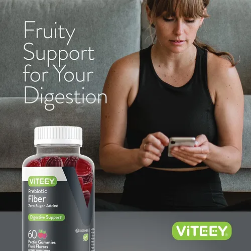 Miniatura 6 de VITEEY Gomitas de fibra prebiótica para adultos, 0.14 oz - Gomitas de suplemento de fibra soluble digestiva y salud intestinal - Cero azúcar