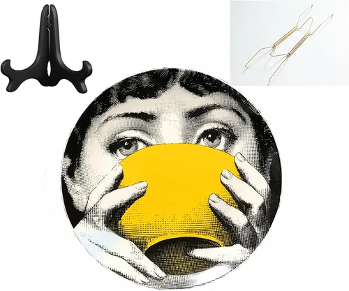 Platos decorativos hechos a mano adorno de cerámica para decoración de pared del hogar y la oficina (con percha) (F3)