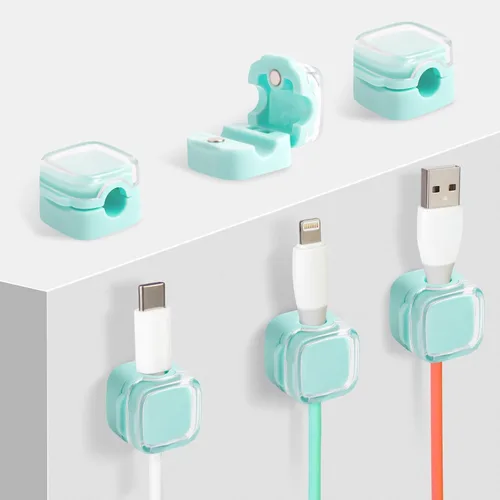 Miniatura 10 de Clips magnéticos para cables, paquete de 6 soportes adhesivos para cables, organizador de cables de carga USB, soporte de almacenamiento