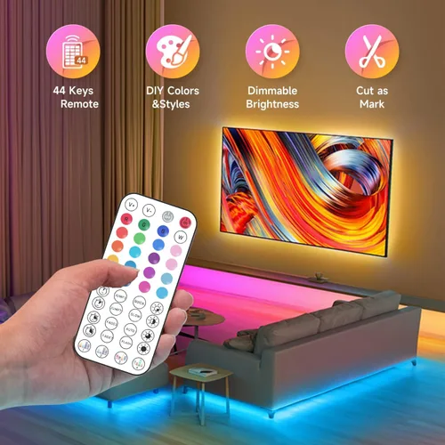 Miniatura 5 de NBBUFF 1M Bedroom LED Strip Lights, Smart APP and Remote Control, Music Sync Color Change, Timing, USB Powered, Cuttable, for Bedroom Room Wall