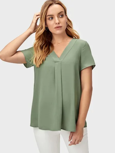 Miniatura 4 de MakeMeChic Camisa de maternidad para mujer, casual, manga corta, cuello en V, blusa de embarazo
