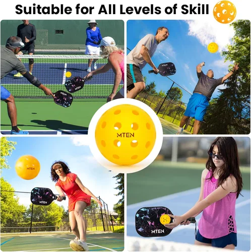 Miniatura 7 de MTEN Pelotas de pickleball para exteriores, aprobadas por USAPA, paquete de 12 bolas de pickleball de 40 agujeros para exteriores, alto rebote