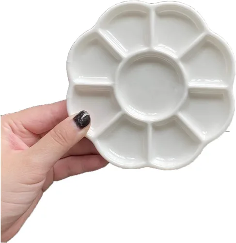 Miniatura 9 de Paleta de acuarela de cerámica, pintura de acuarela multirejilla, paleta de porcelana blanca, pintura profesional, suministros de cerámica adecuados