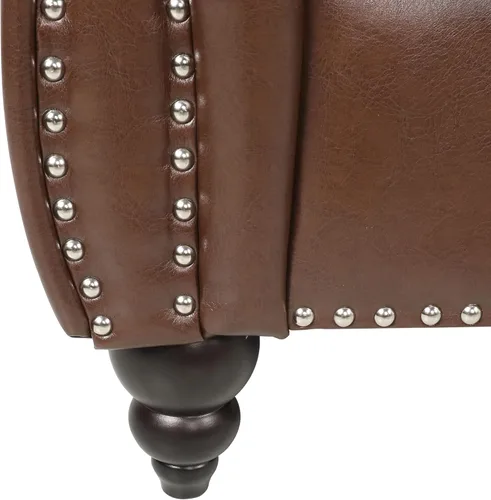 Miniatura 6 de RARZOE Chesterfield - Sillas Chesterfield de piel sintética, silla Chesterfield con botones de cuero copetudo con brazos enrollados y ribete