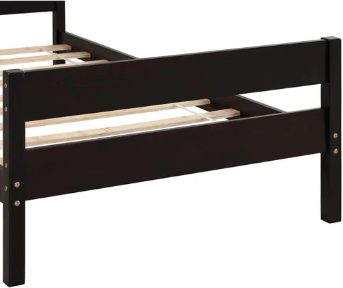 Miniatura 8 de Base de cama de plataforma de madera de tamaño individual con cabecera y estribo de estilo moderno, marco de cama de madera con patas de soporte