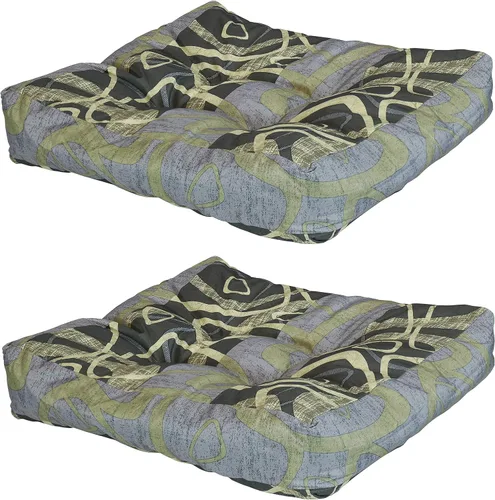 Miniatura 5 de Sunnydaze 20-Inch Square Tufted Indoor or Outdoor Patio Cushions - Modern Jazz - Six 2-Piece Pillow Sets