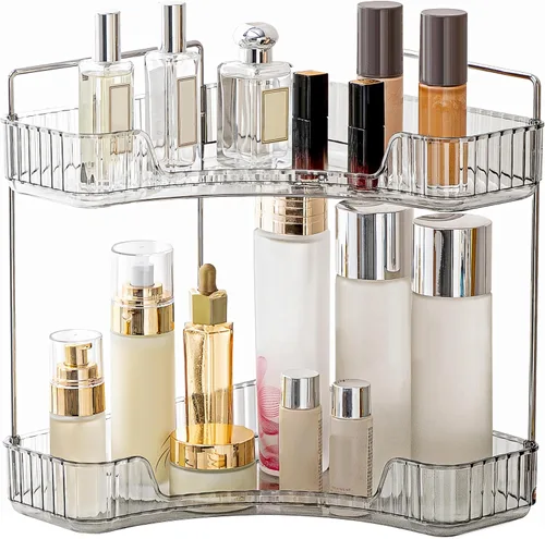 Miniatura 15 de YCIA&DONE Organizador de esquina para mostrador de baño, organizador de maquillaje para tocador, bandeja de perfumes cosméticos para el cuidado