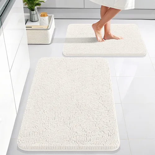 Miniatura 67 de OLANLY Juego de alfombras de baño de 2 piezas, alfombras de baño de chenilla suave y absorbente y alfombra de contorno en forma de U para inodoro