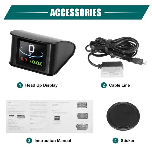 Miniatura 7 de X AUTOHAUX 2.2 Pulgadas Mini HUD Head Up Display para Coche Tablero Velocímetro Digital Multifunción Pantalla de Datos Alarma de Error TFT LCD