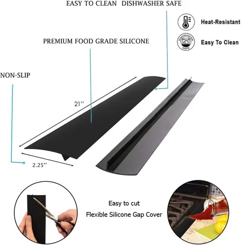 Miniatura 2 de Cubierta de silicona para huecos, (paquete de 2 unidades), tapón de silicona para rellenar huecos, cubierta para el hueco entre la estufa