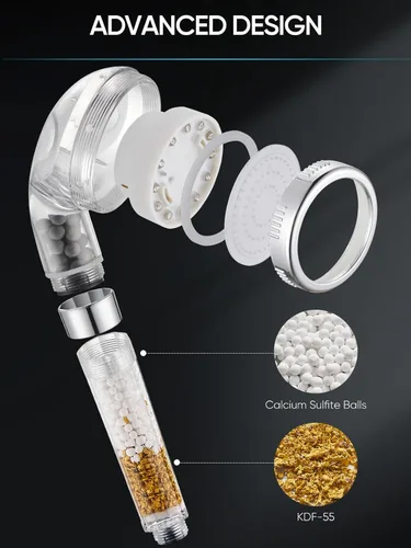 Miniatura 4 de Cobbe Cabezal de ducha LED filtrado con mano, cambio de color, cabezal de ducha de alta presión con filtro, cabezal de ducha de mano con rociador