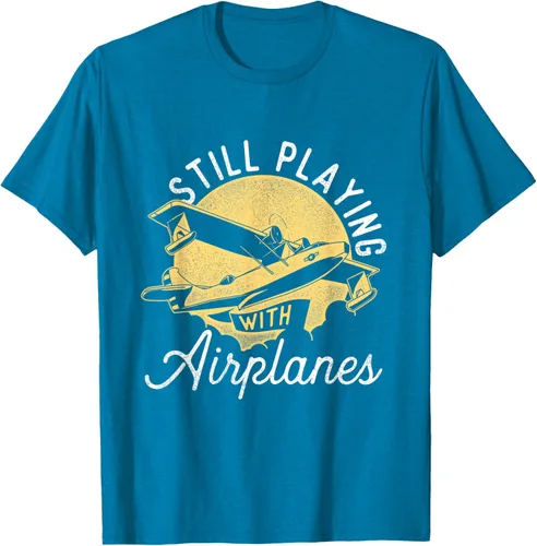 Miniatura 8 de Still Playing With Airplanes - Camiseta de control remoto RC Avión Piloto, Negro