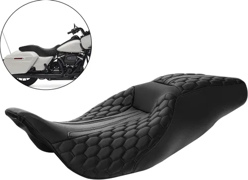Miniatura 3 de Asiento de conductor, pasajero y piloto - SLMOTO Asiento de motocicleta de una pieza para 2 personas, compatible con Harley Touring Road King CVO
