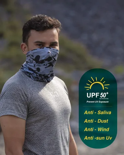 Miniatura 12 de Máscara facial con protección contra el polvo, aerosoles UV, reutilizable, lavable, polaina para el cuello