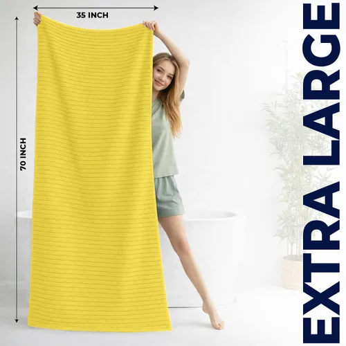 Miniatura 155 de DAN RIVER Paquete de 2 sábanas de baño de 35x70 pulgadas, sábanas de baño jumbo acanaladas para adultos, toallas grandes gruesas y absorbentes