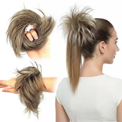 Miniatura 16 de HAIR COUTURE Avanti Moño desordenado - Pieza de extensión sintética instantánea, con pelo rizado ondulado postizo para mujeres