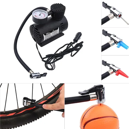 Miniatura 2 de GLOGLOW Inflador de neumáticos, 300PSI 12V compresor de aire portátil bomba de aire con manómetro para globos de coche, fútbol, baloncesto