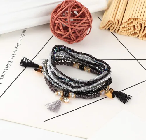 Miniatura 4 de MILACOLATO 6 Juegos de Pulseras de Cuentas Bohemias Multicapa Apilables Pulseras Elásticas Cómodas Pulseras de Dijes Bohemias Multicolor