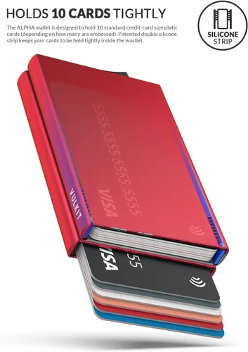 Miniatura 34 de VULKIT Cartera desplegable, soporte minimalista para tarjetas de crédito, bloqueo RFID, funda de metal delgada para hombres