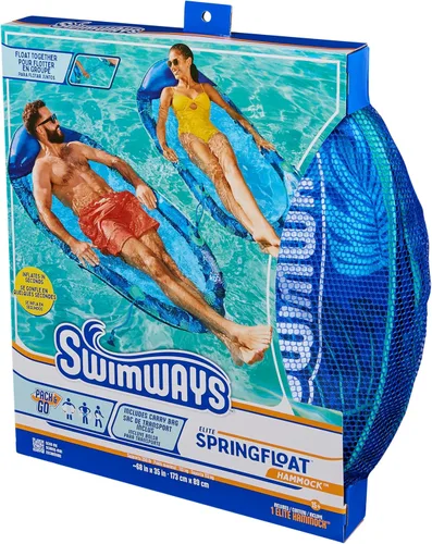 Miniatura 9 de Swimways Elite Spring Float Hamaca Tumbona de piscina, flotadores inflables de piscina para adultos con inflado rápido, hamaca de piscina
