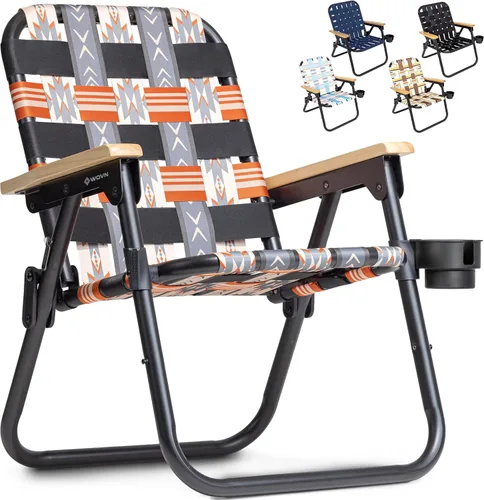 GoSports WOVN - Silla de playa tipo mochila – 9 estilos disponibles – Silla de camping plegable de primera calidad Mesa