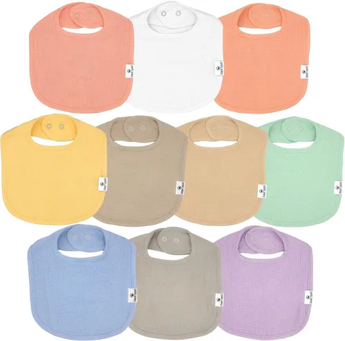 Miniatura 26 de DiaperSquad's 100% Organic Cotton Baby Drool Bibs, Super Absorbent & Adjustable Baby Bibs for Drooling and Teething Neutro