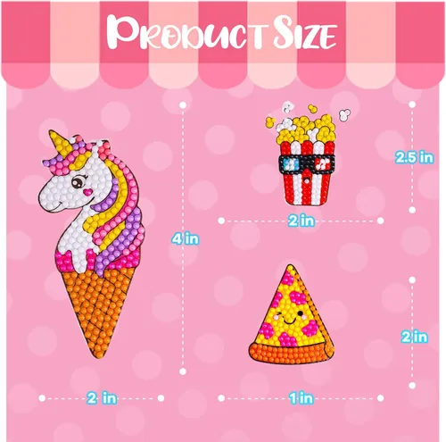 Miniatura 4 de Kits de Pintura de Diamantes Cymbana para Niños 20 Piezas de Postres Incluye Cupcake, Dona, Helado, Palomitas de Maíz, Galletas Dulces