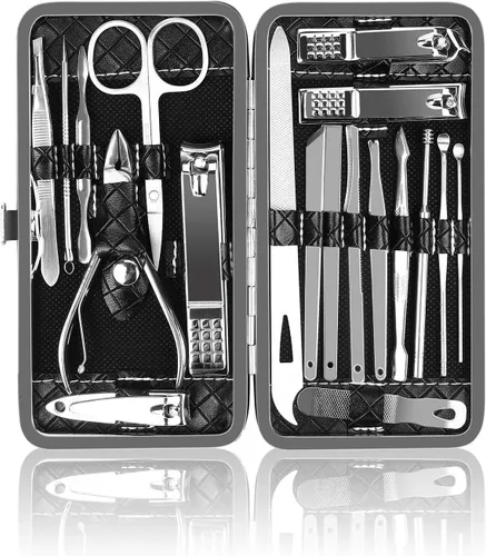Miniatura 7 de OKOMER Juego de cortaúñas – Juego de manicura profesional de 10 piezas de acero inoxidable con estuche de viaje, juego de cortaúñas regalo