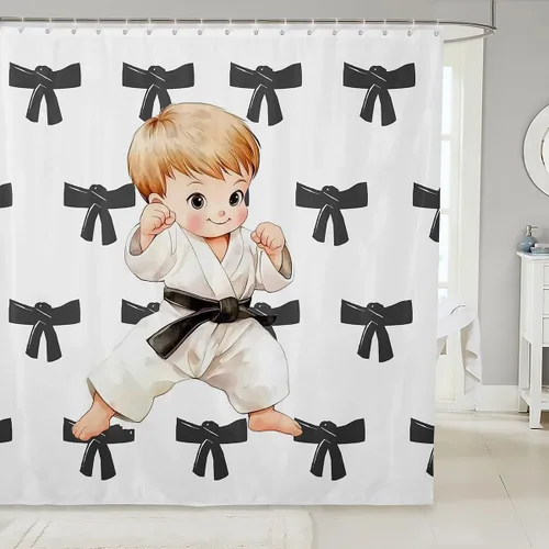 Miniatura 9 de Cortina de ducha verde naranja quemado, cortina de ducha de tela floral bohemia bohemia bohemia para niños y mujeres, cortinas de baño impermeables