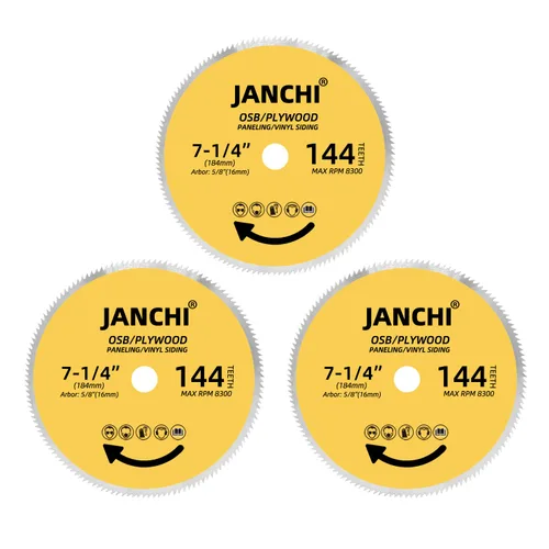 Miniatura 4 de Paquete de 3 hojas de sierra circular de 3-3/8 pulgadas 80T con mandril de 19/32 pulgadas (15mm), para madera contrachapada, OSB, paneles